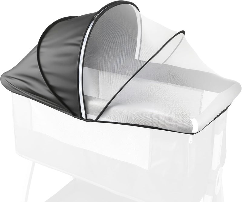 BEBONO Bassinet Cover Half Blackout, Mosquito Net Cover with 2-Way Zipper, Block Light and Keep Cats Out, Foldable with Storage Bag - Image 1
